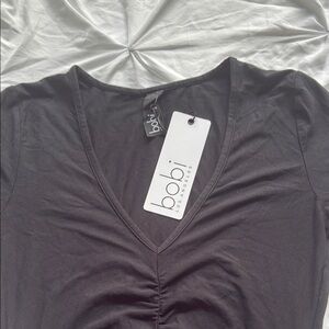 bobi Black V-Neck Mini Dress